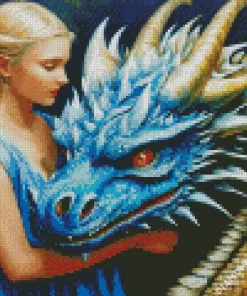 Blue Dragon And Lady Diamond Painting