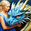 Blue Dragon And Lady Diamond Painting