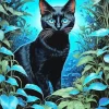 Blue Eyed Black Cat Diamond Painting