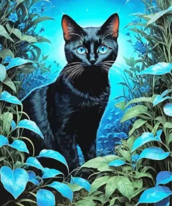 Blue Eyed Black Cat Diamond Painting