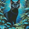 Blue Eyed Black Cat Diamond Painting