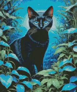 Blue Eyed Black Cat Diamond Painting