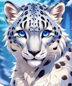 Blue Eyed Snow Leopard Diamond Painting
