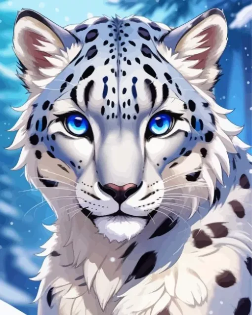Blue Eyed Snow Leopard Diamond Painting