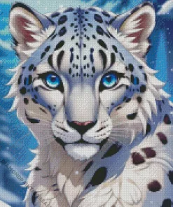 Blue Eyed Snow Leopard Diamond Painting