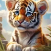 Blue Eyed Tiger Cub Diamond Painting