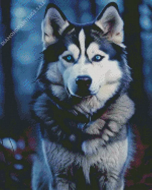 Blue Eyes Husky Diamond Painting