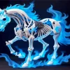 Blue Fire Horse Skeleton Diamond Painting