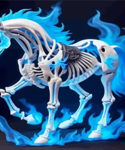 Blue Fire Horse Skeleton Diamond Painting