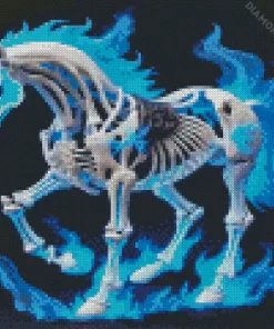 Blue Fire Horse Skeleton Diamond Painting