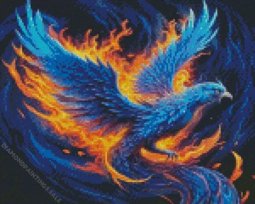 Blue Firebird Diamond Painting