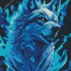Blue Flame Wolf Diamond Painting