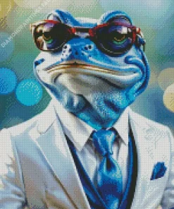 Blue Frog In A Suit Diamond Painting