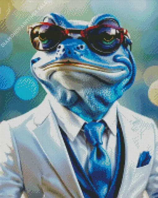 Blue Frog In A Suit Diamond Painting