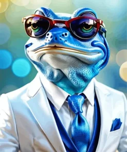 Blue Frog In A Suit Diamond Painting