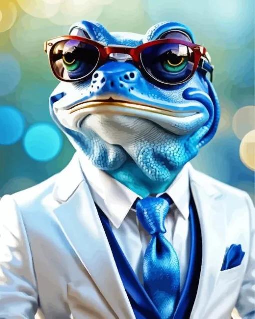 Blue Frog In A Suit Diamond Painting