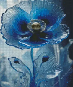 Blue Glass Flower Diamond Painting