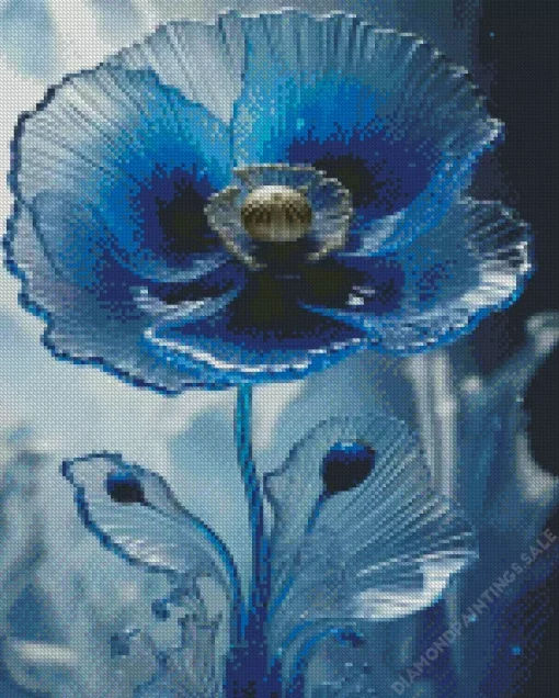 Blue Glass Flower Diamond Painting