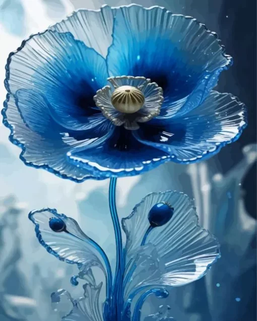 Blue Glass Flower Diamond Painting