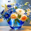 Blue Glass Flower Vase Diamond Painting