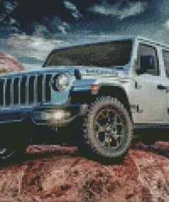 Blue Gray Jeep Car Diamond Painting