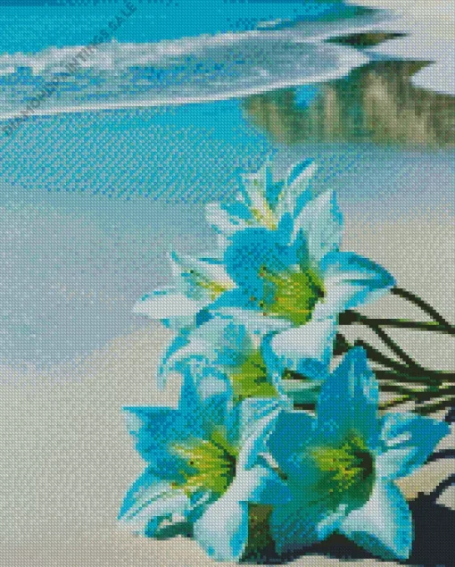 Blue Hawaiian Flowers Diamond Painting