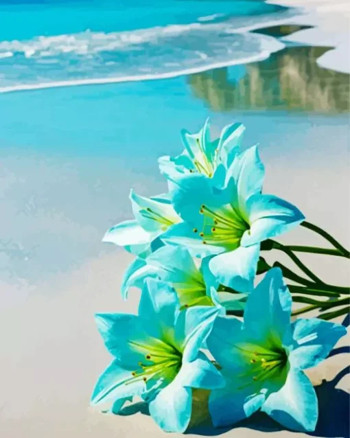 Blue Hawaiian Flowers Diamond Painting