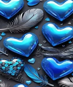 Blue Hearts Diamond Painting