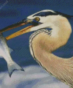 Blue Heron Eating Diamond Painting
