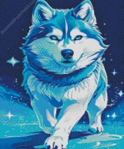 Blue Husky Diamond Painting