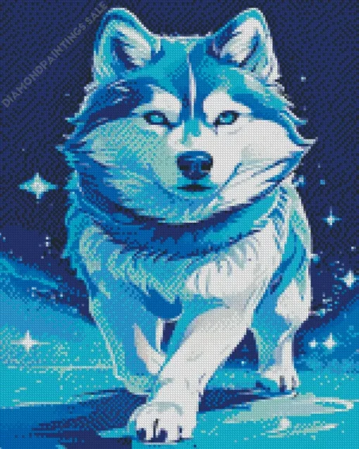 Blue Husky Diamond Painting