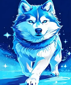 Blue Husky Diamond Painting