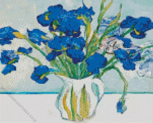 Blue Iris Vase Art Diamond Painting