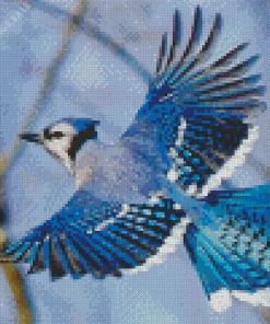 Blue Jay Bird Flying Diamond Painting