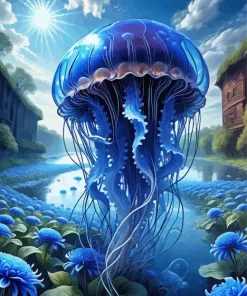 Blue Jellyfish Diamond Painting