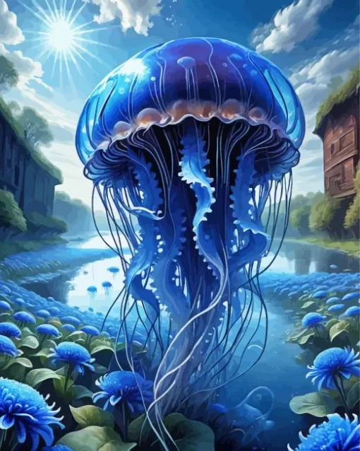 Blue Jellyfish Diamond Painting