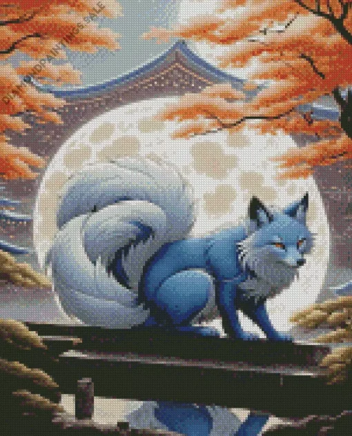 Blue Kitsune Diamond Painting