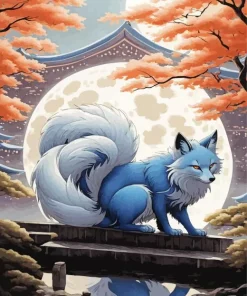 Blue Kitsune Diamond Painting