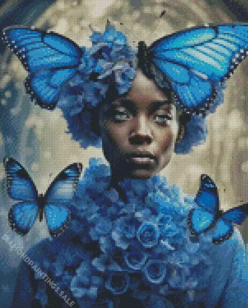 Blue Lady Butterfly Diamond Painting