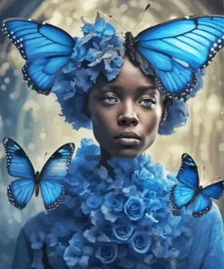 Blue Lady Butterfly Diamond Painting