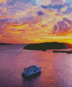 Blue Lagoon At Sunset Diamond Painting