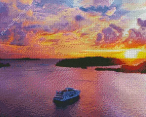 Blue Lagoon At Sunset Diamond Painting