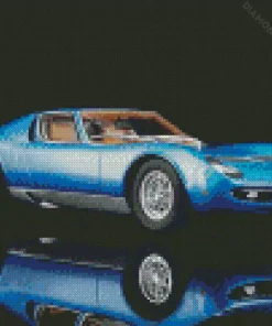Blue Lamborghini Miura Car Diamond Painting