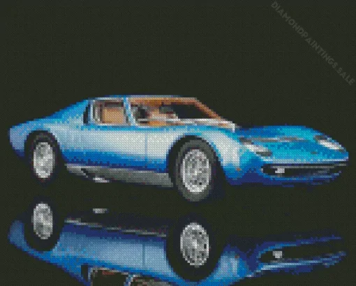 Blue Lamborghini Miura Car Diamond Painting