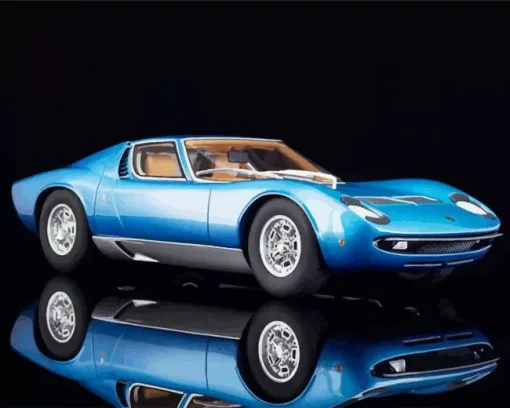 Blue Lamborghini Miura Car Diamond Painting