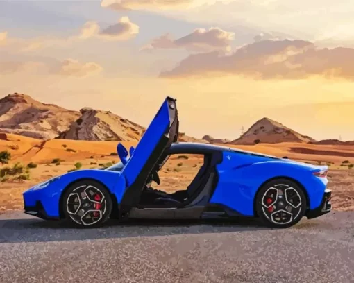 Blue Maserati MC20 Diamond Painting