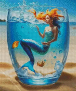 Blue Mermaid In A Cup Diamond Painting
