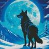 Blue Moon Wolf Diamond Painting