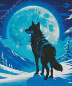 Blue Moon Wolf Diamond Painting
