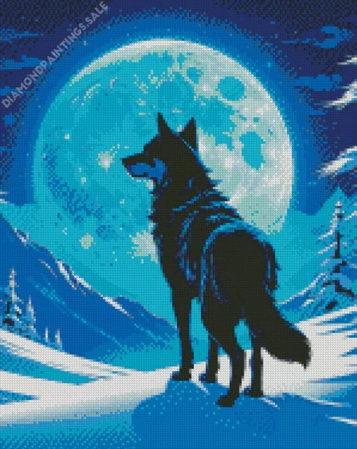 Blue Moon Wolf Diamond Painting